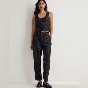 NWT Madewell Corduroy Sleeveless Crop Top in Dark Forest Plaid S
